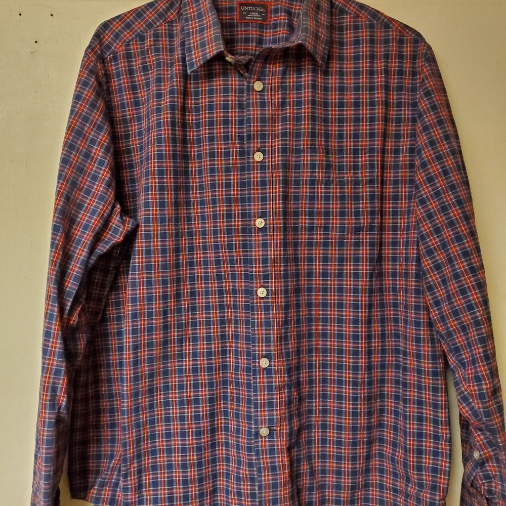 Untuckit Large 100% cotton button up dress shirt